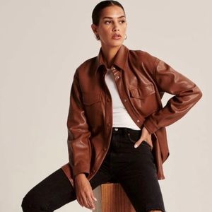 Abercrombie and Fitch Faux Leather Button Up